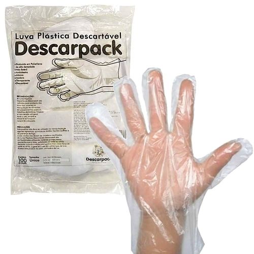 Luva Plástica Descaparck Não Estéril Descartável - 100 luvas Luva Plástica Descaparck Não Estéril Descartável - 100 luvas