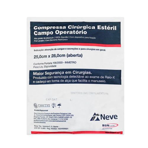 Campo Operatório Neve Crochê Estéril 25X28cm - 5 unidades Campo Operatório Neve Crochê Estéril 25X28cm - 5 unidades