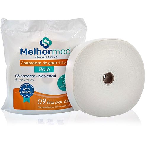 Gaze Hidrófila MelhorMed Rolo 9 Fios 91cmx91m - unidade Gaze Hidrófila MelhorMed Rolo 9 Fios 91cmx91m - unidade