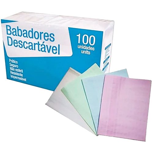 Babador Impermeável Best Care Descartável Colorido - 100 unidades Babador Impermeável Best Care Descartável Colorido - 100 unidades