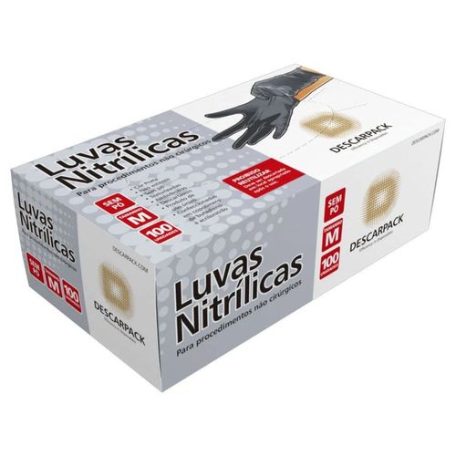 Luva Nitrílica Descartável Descarpack - Preta - Tamanho M - 100 Unidades Luva Nitrílica Descartável Descarpack - Preta - Tamanho M - 100 Unidades
