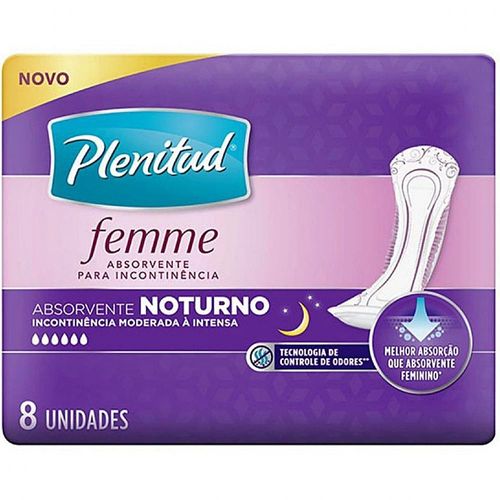Absorvente Noturno Plenitud Femme - Com 8 Unidades