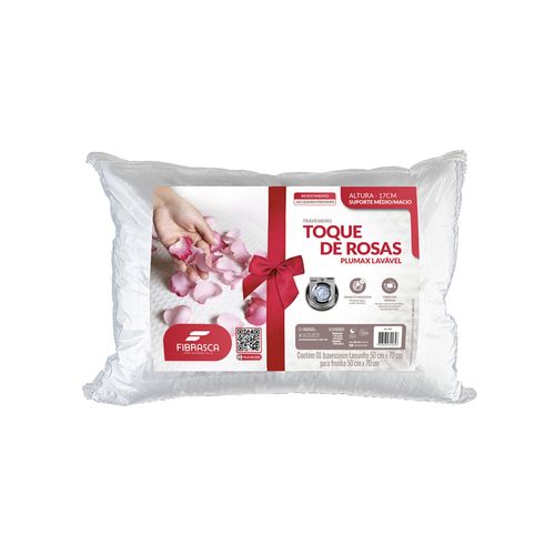 Travesseiro Toque de Rosas Antiácaro Plumax Lavável Fibrasca