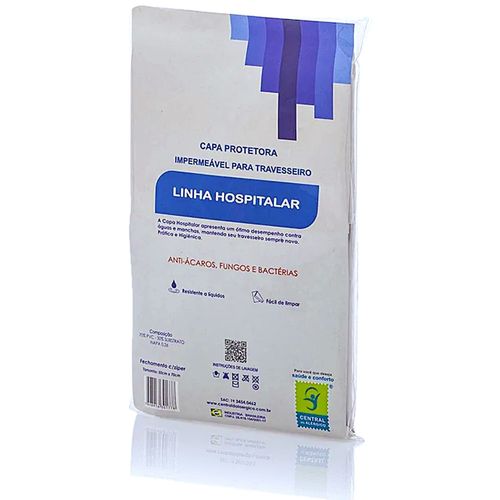Capa Impermeável Travesseiro Adulto Napa Hospitalar com Zíper 50x70cm Capa Impermeável Travesseiro Adulto Napa Hospitalar com Zíper 50x70cm
