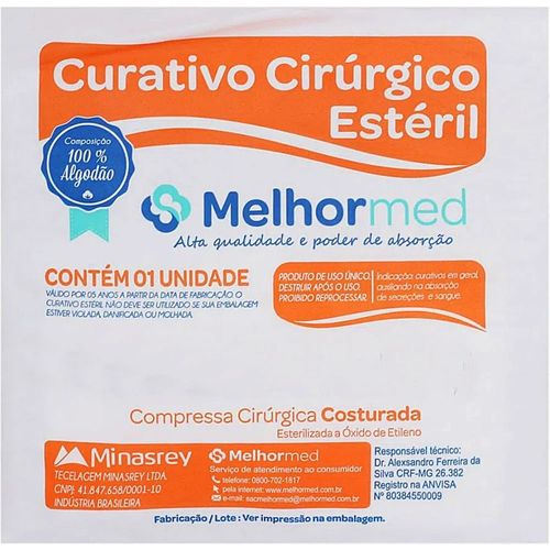 Compressa Cirúrgica Melhormed Costurada Estéril 10X50cm - unidade Compressa Cirúrgica Melhormed Costurada Estéril 10X50cm - unidade