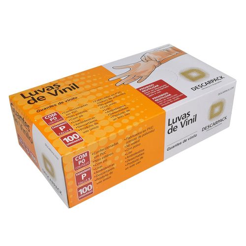Luva de Vinil Transparente Descarpack - Com Pó - P - Caixa com 100 luvas Luva de Vinil Transparente Descarpack - Com Pó - P - Caixa com 100 luvas