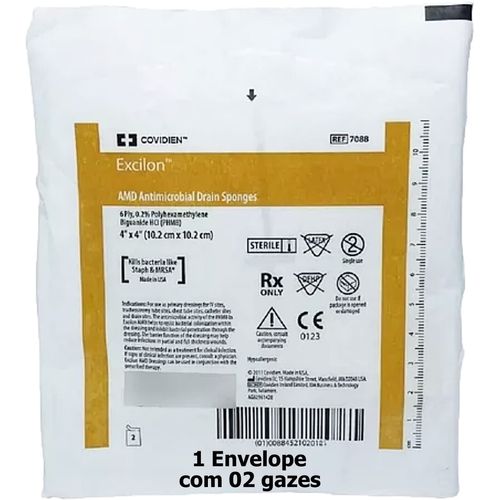 Compressa Excilon AMD Antimicrobiana Covidien 10x10cm - unidade Compressa Excilon AMD Antimicrobiana Covidien 10x10cm - unidade