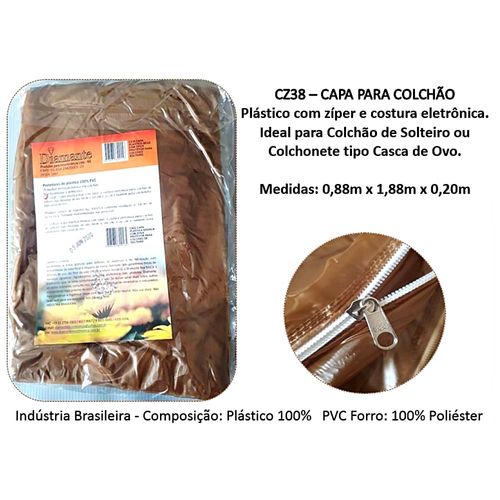 Capa Protetora Colchão Solteiro Diamante Zíper 88X188X20cm - unidade Capa Protetora Colchão Solteiro Diamante Zíper 88X188X20cm - unidade