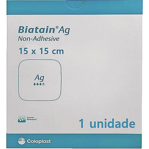 Curativo Biatain AG Coloplast 39625 - Não Adesivo - 15x15cm - unidade Curativo Biatain AG Coloplast 39625 - Não Adesivo - 15x15cm - unidade