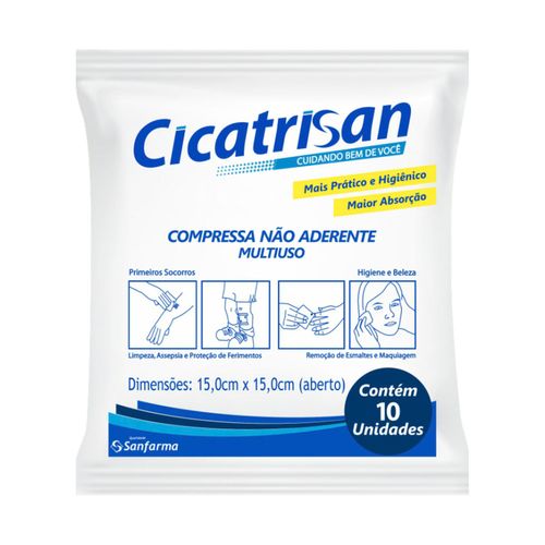 Compressa Gaze Não Aderente Estéril Cicatrisan - 10 compressas Compressa Gaze Não Aderente Estéril Cicatrisan - 10 compressas