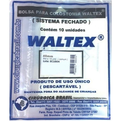 Bolsa de Colostomia Waltex - 40 mm - Com 10 unidades