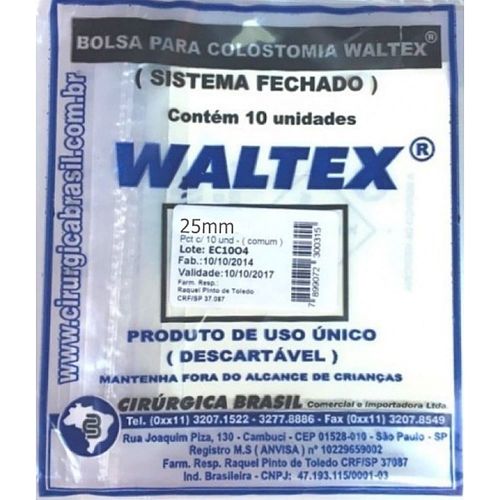Bolsa de Colostomia Waltex - 25 mm - Com 10 unidades