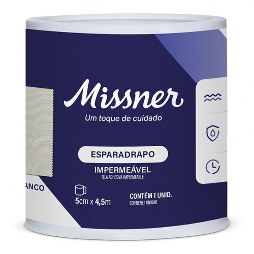 Esparadrapo Impermeável Missner - Branco - 5cm x 4,5m Esparadrapo Impermeável Missner - Branco - 5cm x 4,5m