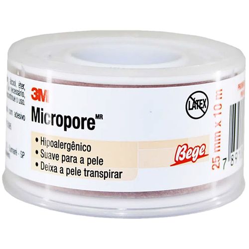 Fita Médica Microporosa Micropore 3M - Bege - 25mm x 10m Fita Médica Microporosa Micropore 3M - Bege - 25mm x 10m