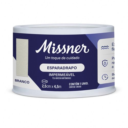 Esparadrapo Impermeável Missner Branco 2,5cm x 4,5m Esparadrapo Impermeável Missner Branco 2,5cm x 4,5m