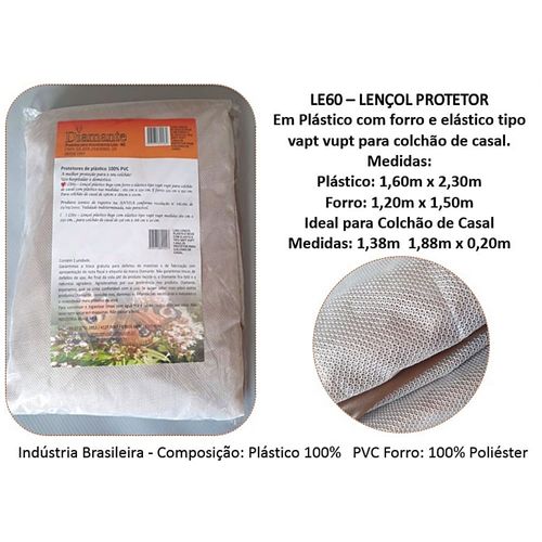 Lençol Protetor para Colchão Casal Diamante Elástico com Forro 138x188cm - unidade