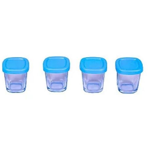 Pote Vidro Para Leite Materno Azul - 4 Unidades - Clingo Pote Vidro Para Leite Materno Azul - 4 Unidades - Clingo