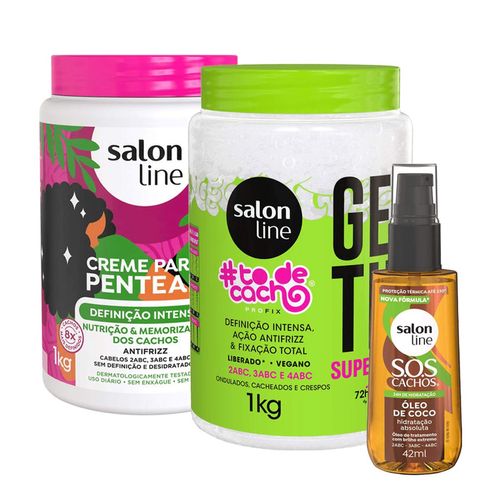 935390310-Kit-Salon-Line-Creme-Sos-Definicao-Intensa-1kg---Gelatina--To-De-Cacho-Super-Definicao-1kg---oleo-De-Coco-SOS-Cachos-42ml