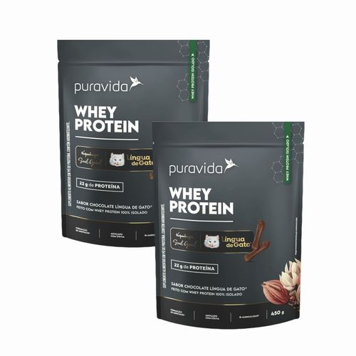 2x Whey Protein Isolado - Língua De Gato - Puravida - 450g Lingua de Gato