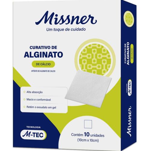 Curativo Alginato de Cálcio 10cmX10cm (caixa com 10 unidades) - Missner