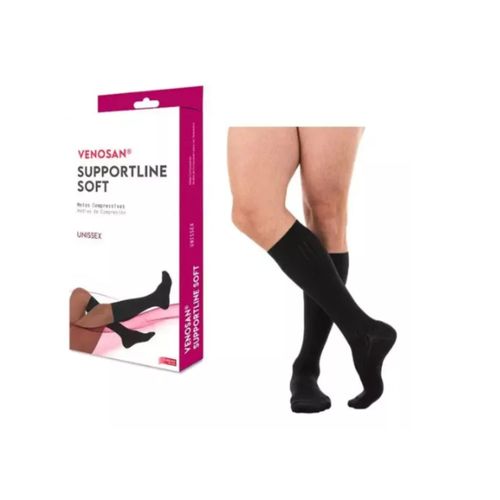 Meia de Compressão para Viagem Supportline Soft 18-22mmHg 3/4 AD Panturrilha Cor Preta  - Venosan G