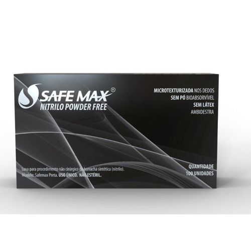 Luva para Procedimento Nitrílica Safemax Preta - Supermax M