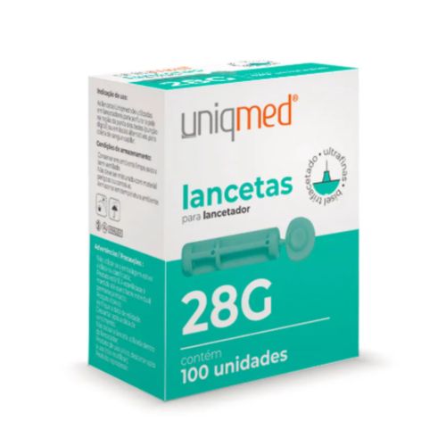 Lancetas 28g (caixa com 100 unidades) - Uniqmed Lancetas 28g (caixa com 100 unidades) - Uniqmed
