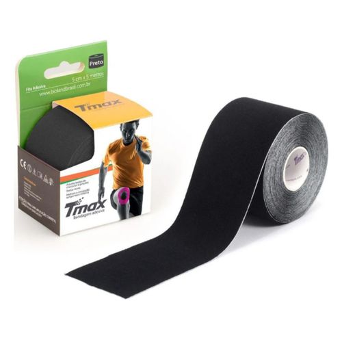 Bandagem Elástica Adesiva Knesio Tape Preta - TMAX