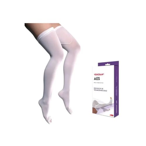 Meia de compressão pós cirúrgica antitrombo antiembolia AES 18mmHg Meia-Coxa AGH branca - Venosan P Meia de compressão pós cirúrgica antitrombo antiembolia AES 18mmHg Meia-Coxa AGH branca - Venosan P