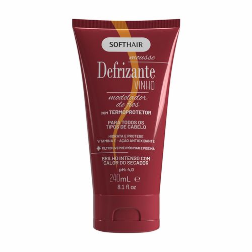 Defrizante Soft Hair Vinho Mousse Termo Protetor Capilar 240ml Defrizante Soft Hair Vinho Mousse Termo Protetor Capilar 240ml