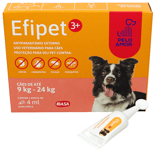 EFIPET 3+ 4ML ANTIPULGA E CARRAPATO PARA CÃES 9KG A 24KG IBASA