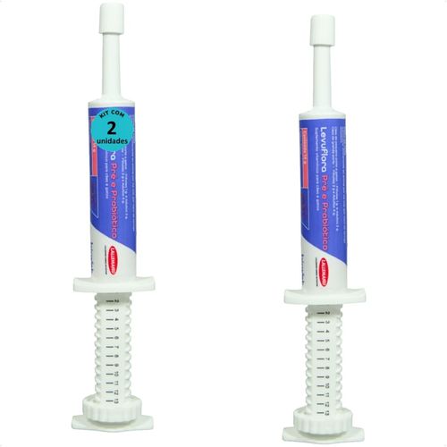 LEVUFLORA PRÉ E PROBIÓTICO 14G PARA CÃES E GATOS SABOR CARNE KIT COM 2