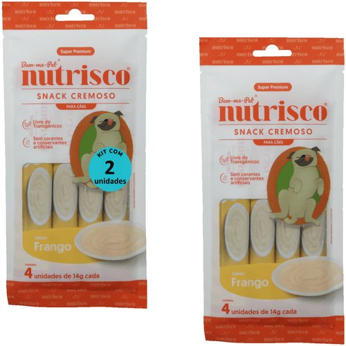 SNACK CREMOSO NUTRISCO CÃES 14G FRANGO COM 4 UN - KIT COM 2
