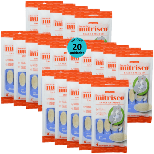 SNACK CREMOSO NUTRISCO GATOS ADULTOS 14G ATUM COM 4 UN - KIT COM 20