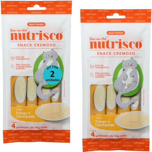 SNACK CREMOSO NUTRISCO GATOS 14G FRANGO E CARANGUEJO COM 4 UN - KIT COM 2