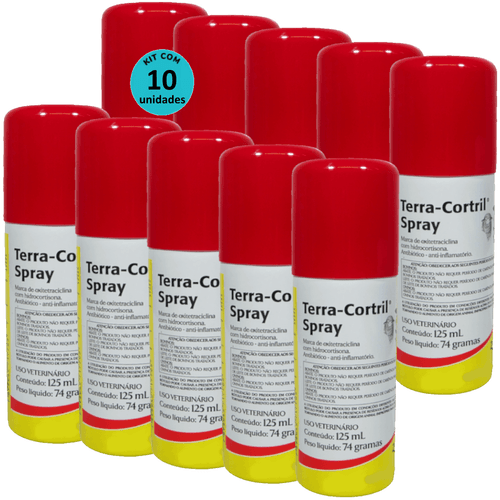Terra-Cortril Spray 125ml Zoetis Kit com 10