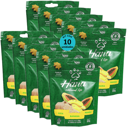 HANA NATURAL LIFE AVEIA BANANA MAMÃO 80G SNACKS PARA CÃES ADULTOS KIT C/ 10 Hana Natural Life Aveia Açaí Banana 80g Snacks Para Cães Adultos Kit C/ 10 un