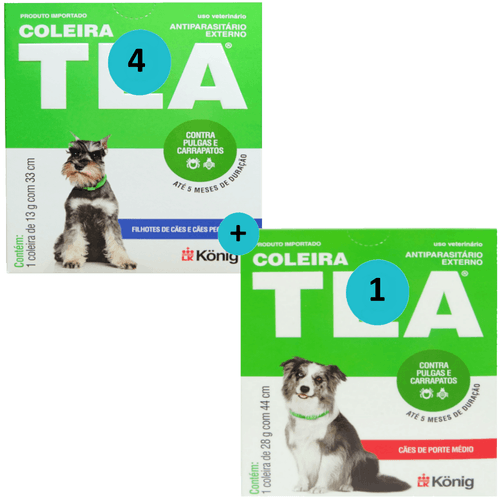Coleira Contra Pulgas Carrapatos Kit 4 Tamanho P + 1 Coleira Contra Pulgas Carrapatos Tamanho M