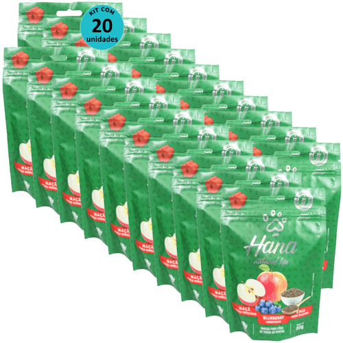 Hana Natural Life Maçã Blueberry Chia 80g Snacks Para Cães Adultos Kit C/ 20 un Hana Natural Life Maçã Blueberry Chia 80g Snacks Para Cães Adultos Kit C/ 20 un