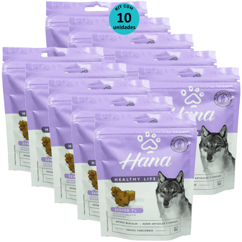 Hana Senior 7 + Envelhecimento Saudável 80g Snacks Para Cães Adultos Kit C/ 10 un