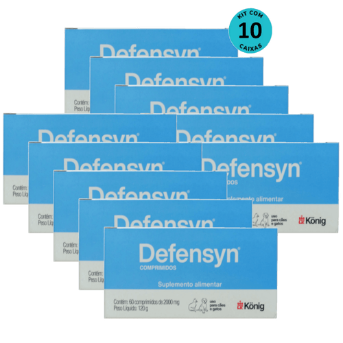 Defensyn 2000mg Com 60 Comp. Para Cães E Gatos König Kit Com 10 Defensyn 2000mg Com 60 Comp. Para Cães E Gatos König Kit Com 10