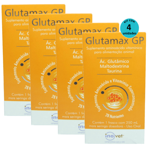 Glutamax GP Suplemento Para Animais 250ml Inovet Kit C/ 4 Glutamax GP Suplemento Para Animais 250ml Inovet Kit C/ 4