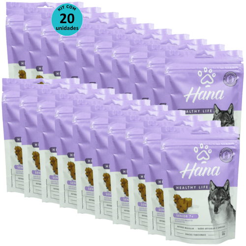 Hana Senior 7 + Envelhecimento Saudável 80g Snacks Para Cães Adultos Kit C/ 20 un Hana Senior 7 + Envelhecimento Saudável 80g Snacks Para Cães Adultos Kit C/ 20 un