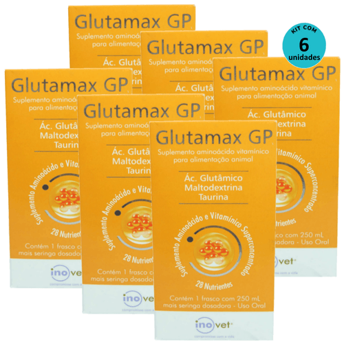 Glutamax GP Suplemento Para Animais 250ml Inovet Kit C/ 6 Glutamax GP Suplemento Para Animais 250ml Inovet Kit C/ 6