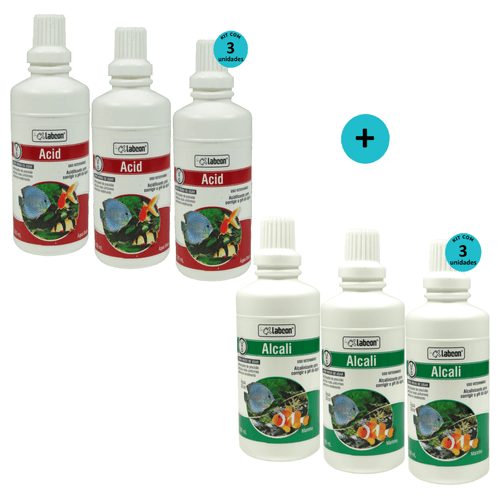 Kit 3 Alcon Labcon Alcalizante Alcali 100ml + 3 Alcon Labcon Acidificante Acid 100ml