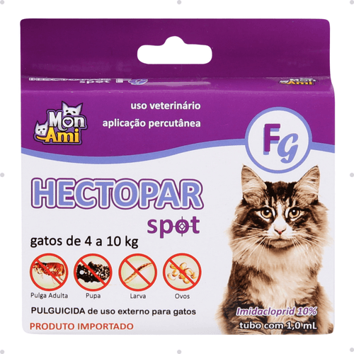 Kit 4 Antipulgas Hectopar Mon Ami 1ml - Gatos de 4 a 10kg