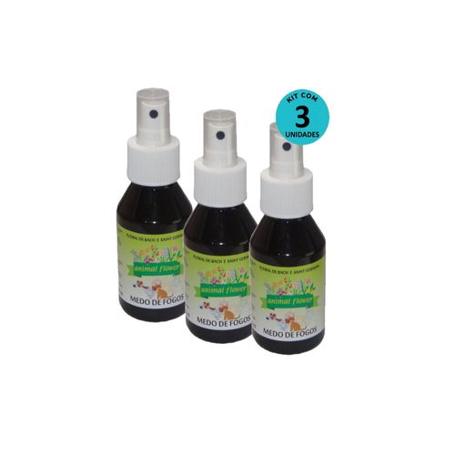 Kit 3 Floral Medo de Fogos 100ml Spray - Animal Flower Kit 3 Floral Medo de Fogos 100ml Spray - Animal Flower