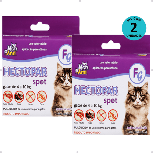 Kit 2 Antipulgas Hectopar Mon Ami 1ml - Gatos de 4 a 10kg Kit 2 Antipulgas Hectopar Mon Ami 1ml - Gatos de 4 a 10kg