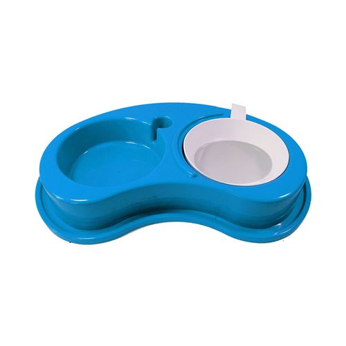 Comedouro Plástico Furacão Pet Antiformiga Luxo Duplo M - Azul
