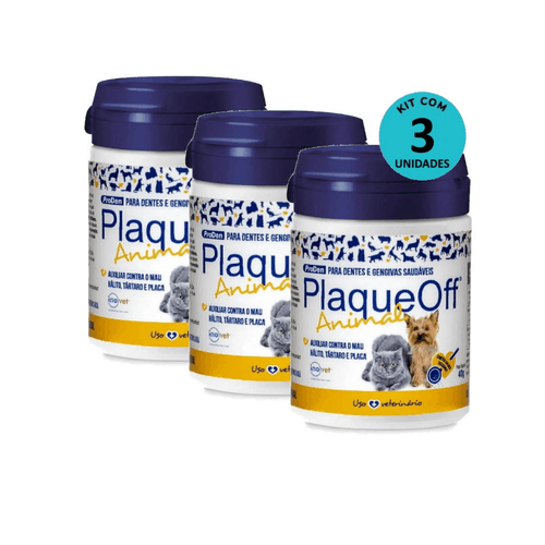 Kit C/ 3 Proden Plaque Off P/ Cães E Gatos 40g- Inovet